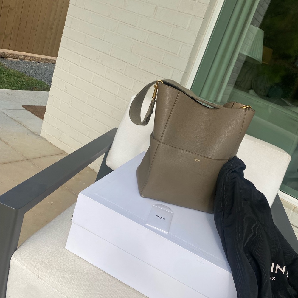 Celine Sangle Bucket Shoulder Bag Tan-✔️BOOM